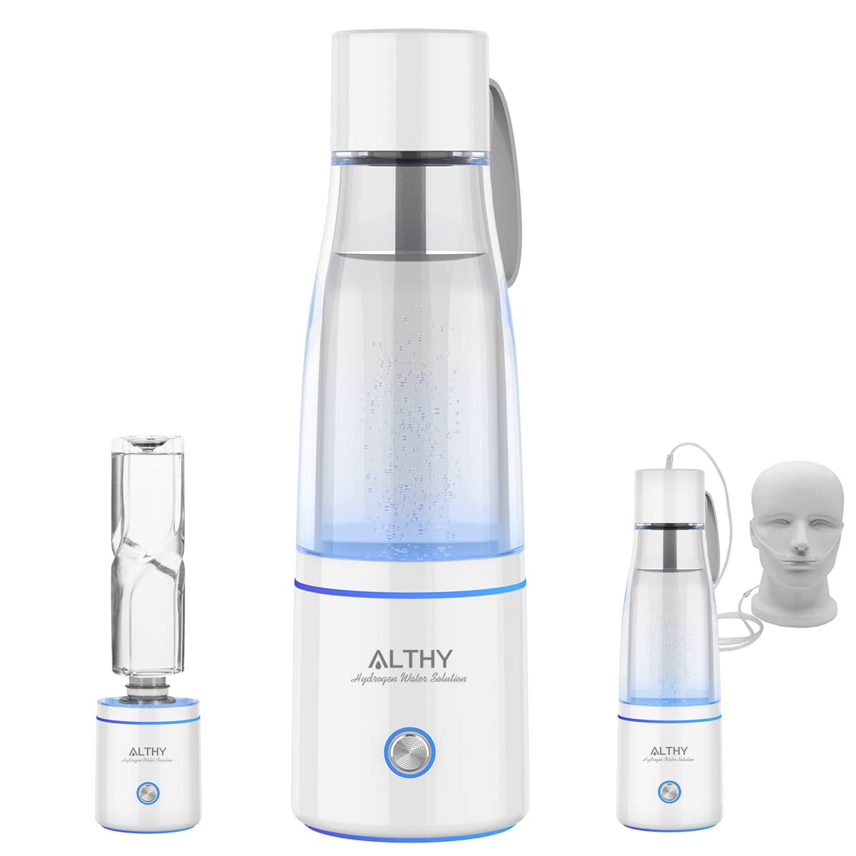 ALTHY Generador de botellas de agua de hidrógeno molecular premium  Rendimiento Dupont SPE+PEM Tecnología de doble cámara  6.8 fl oz portátil  con