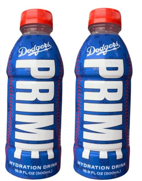 Prime Sports Drink Los Angeles Dodgers Limited Edition – Dos (2) botellas de bebida de hidratación de 16.9 onzas líquidas. Logan Paul