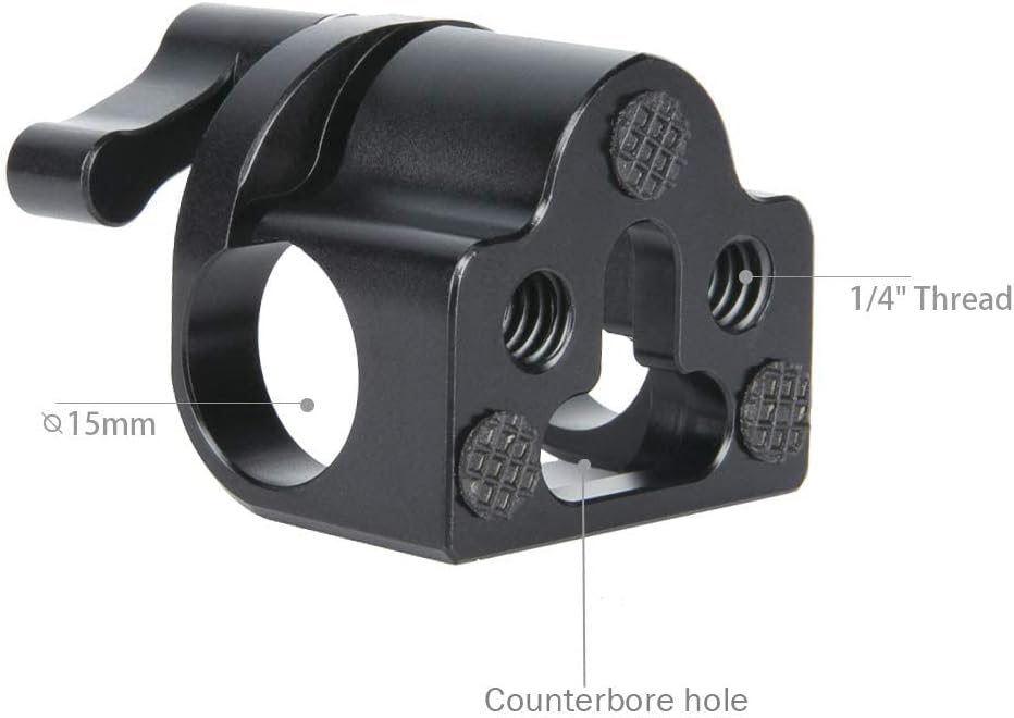 NICEYRIG Abrazadera de varilla de 0.591 in, soporte de varilla individual para sistema de soporte de riel de 0.591 in, montaje EVF, luz LED,