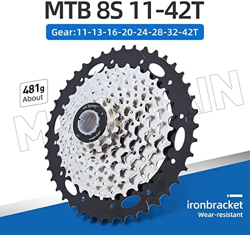 VG SPORTS Casete de 8 velocidades 11-25T11-28T11-32T11-36T11-40T11-42T para casete de bicicleta de carreteraMTB, casete de bicicleta compatible con