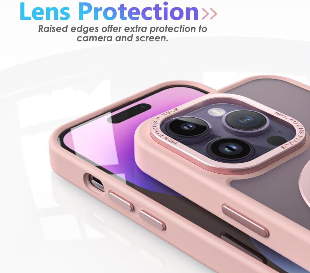 Puxicu Funda magnética para iPhone 14 Pro Max, soporte magnético invisible, compatible con MagSafe, diseño duro delgado, a prueba de golpes y