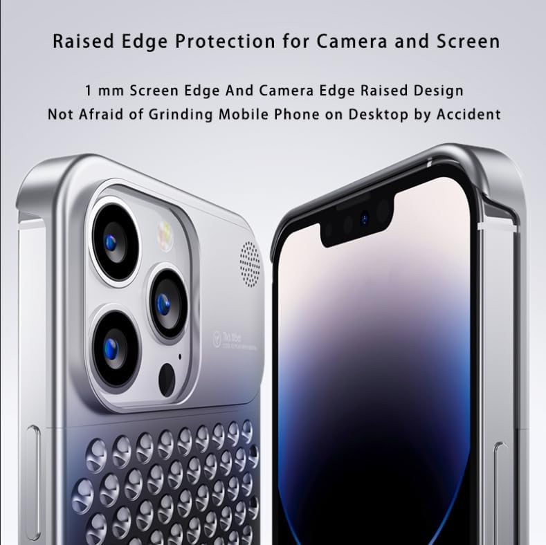 GEJRB Funda de aleación de aluminio para iPhone 15 Pro Max de 6.7 pulgadas, carcasa de aleación de metal de disipación de calor, antiarañazos,
