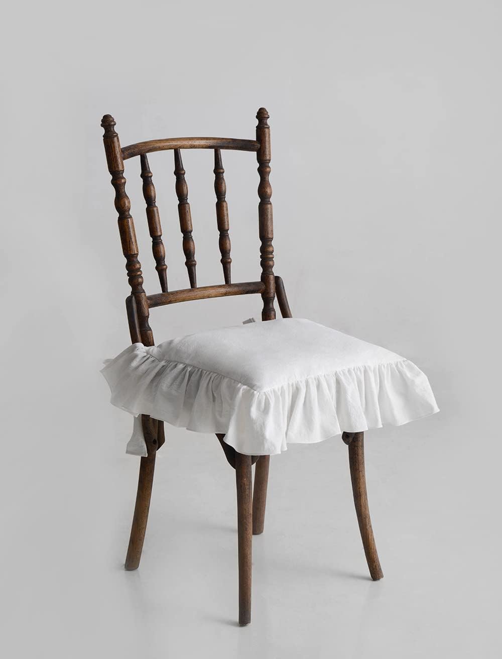 ZHULILY Cojines para sillas de interior de casa de campo para comedor, antideslizantes, con cremallera, cojín de asiento de algodón con volantes