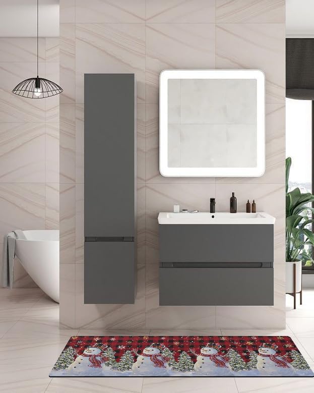 Buffalo – Tapete de baño con diseño de muñeco de nieve para bañera, antideslizante, de secado rápido y absorbente, de tierra de diatomeas, para