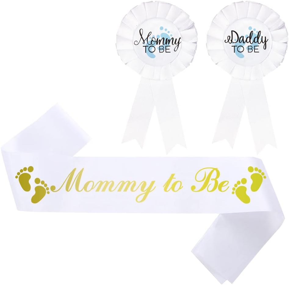 CoolerthingsDG, 3 piezas, con letras doradas, botón de baby shower, regalos para papá, fiesta de revelación de género para bebé niño, botón de