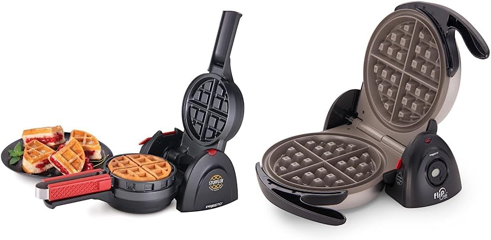 Presto Máquina de gofres rellena Stuffler + waflera belga de cerámica FlipSide Presto