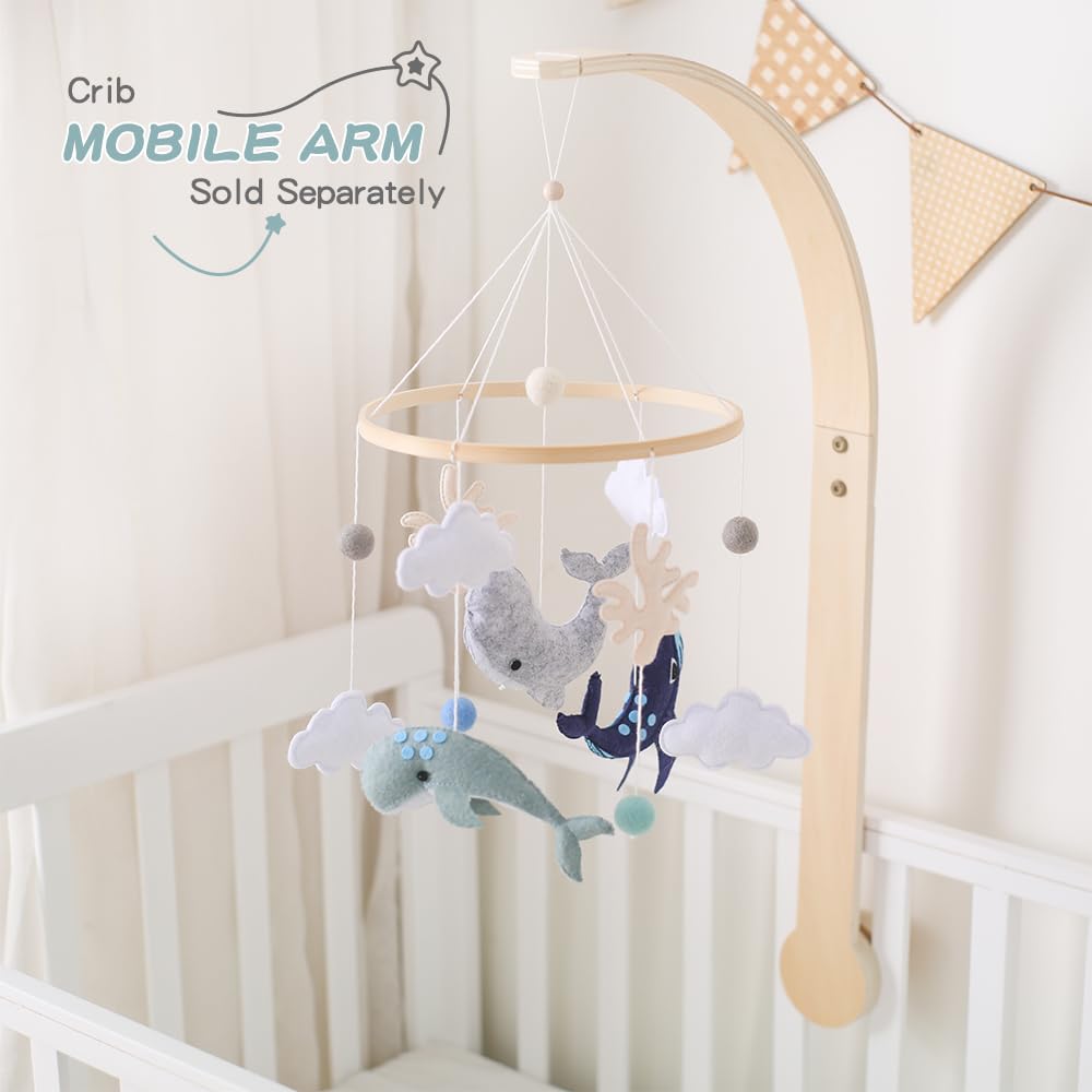 Cama de bebé móvil Baby Wind Chime Craturas marinas, nubes 3D peces móvil campanilla de viento móvil, cama de bebé colgante juego móvil para