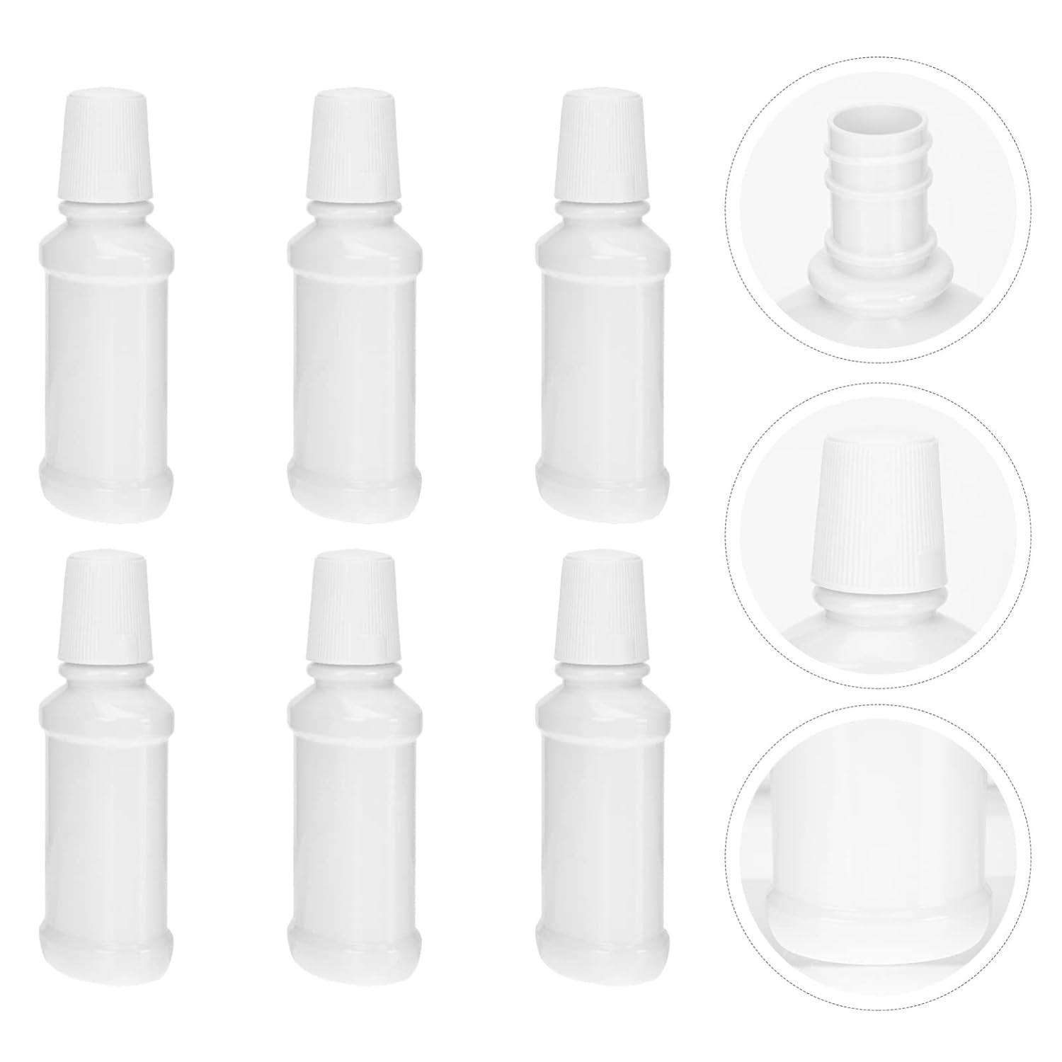 Botella de maquillaje de viaje, 6 botellas vacías de enjuague bucal de plástico, botellas planas vacías de viaje, envases de botellas para viajes al