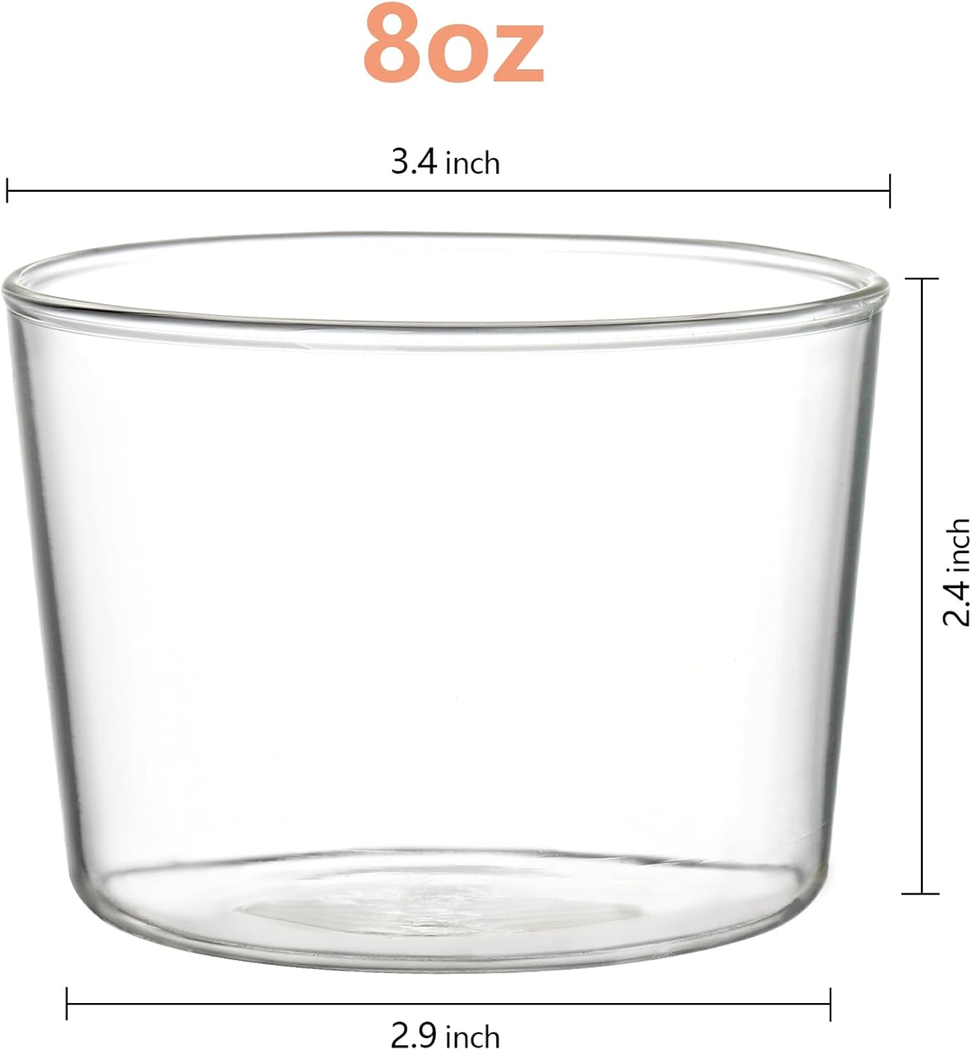 yarlung Paquete de 9 cuencos pequeños de vidrio para postre, taza de crema de 8 onzas, taza de pudín transparente, vasos de degustación, cuencos de