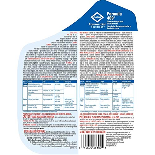 Clorox CLO 35300 Formula 409 Botella desengrasante limpiadoradesinfectante de 1 galón