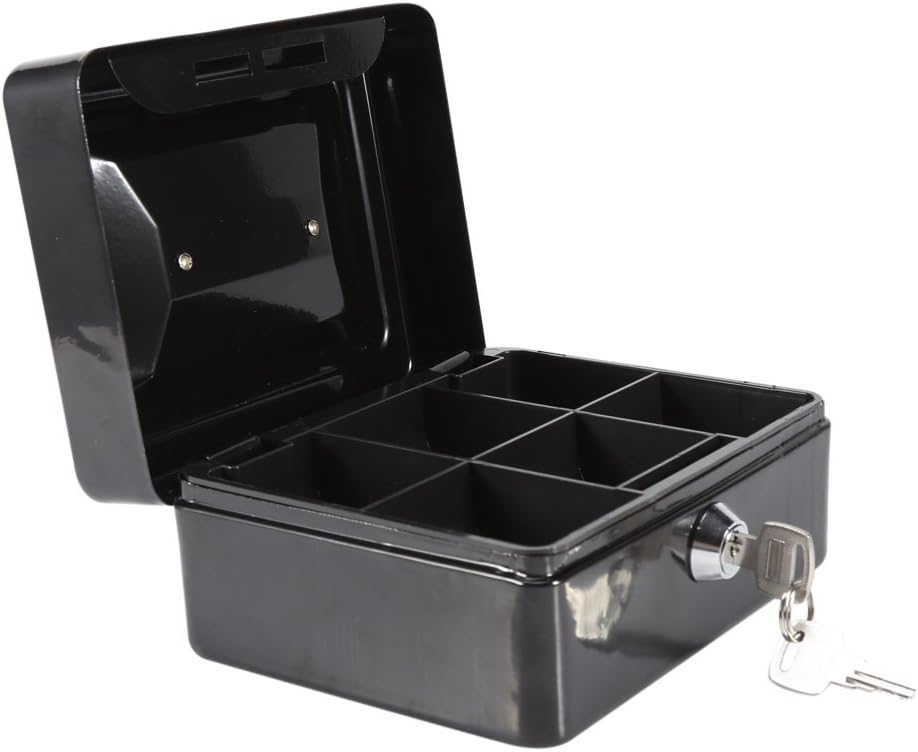 Caja fuerte y con cerradura, mini cajas fuertes pequeñas con caja de seguridad negra, caja de seguridad con cerradura para dinero en efectivo y