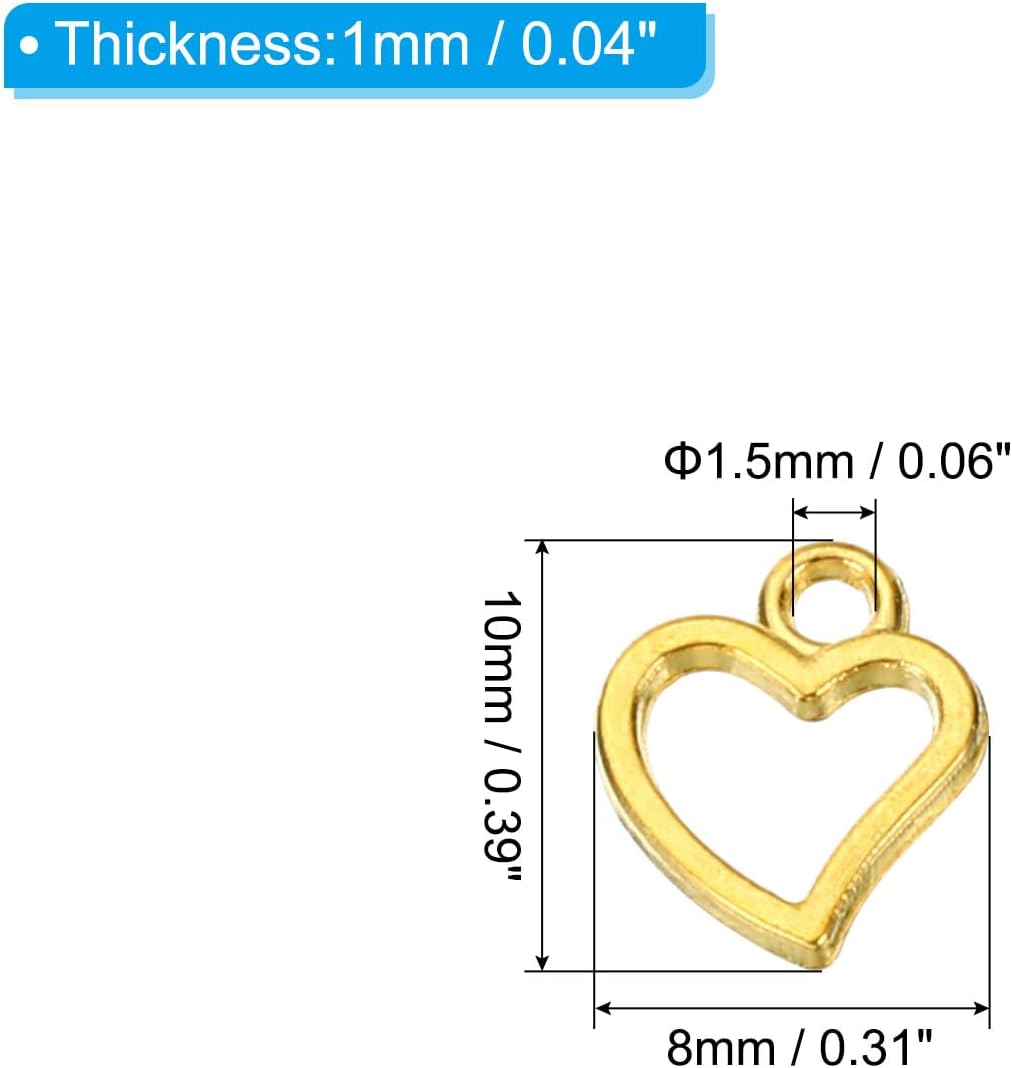 PATIKIL Dije de corazón, 50 piezas de mini dije de círculo de corazón, diseño de metal a granel para hacer joyas, pulseras, aretes, collares, bodas,