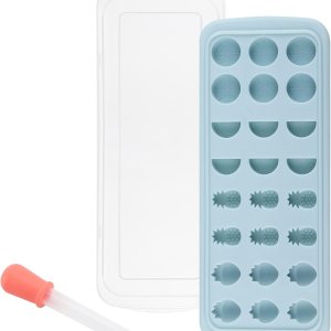 Moldes de silicona en forma de fruta con gotero de líquido, bandejas de hielo de fácil liberación con tapa, 24 cavidades para cubitos de hielo, Moldes de silicona en forma de fruta con gotero de líquido, bandejas de hielo de fácil liberación con tapa, 24 cavidades para cubitos de hielo,
