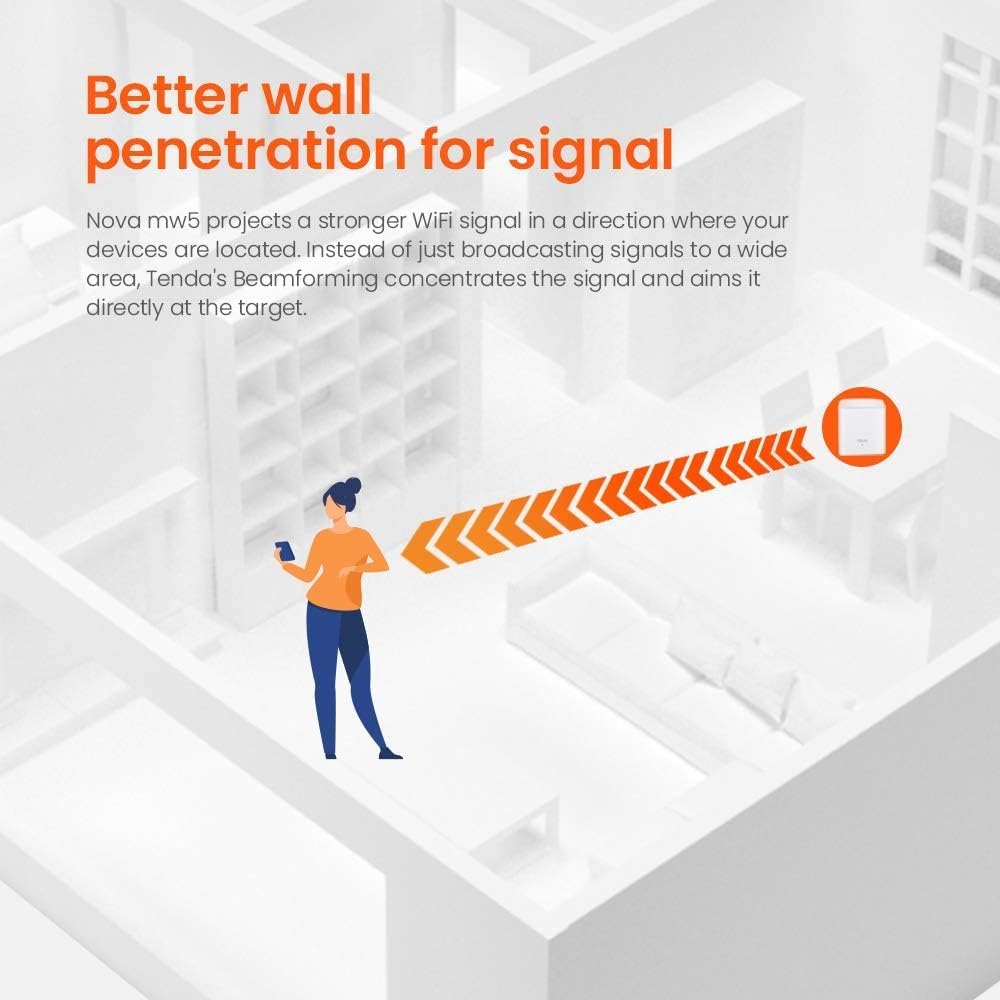Tenda Nova Mesh WiFi System MW5 – Cubre hasta 3500 pies cuadrados – Sistema de malla WiFi AC1200 para todo el hogar – Red de malla de doble banda