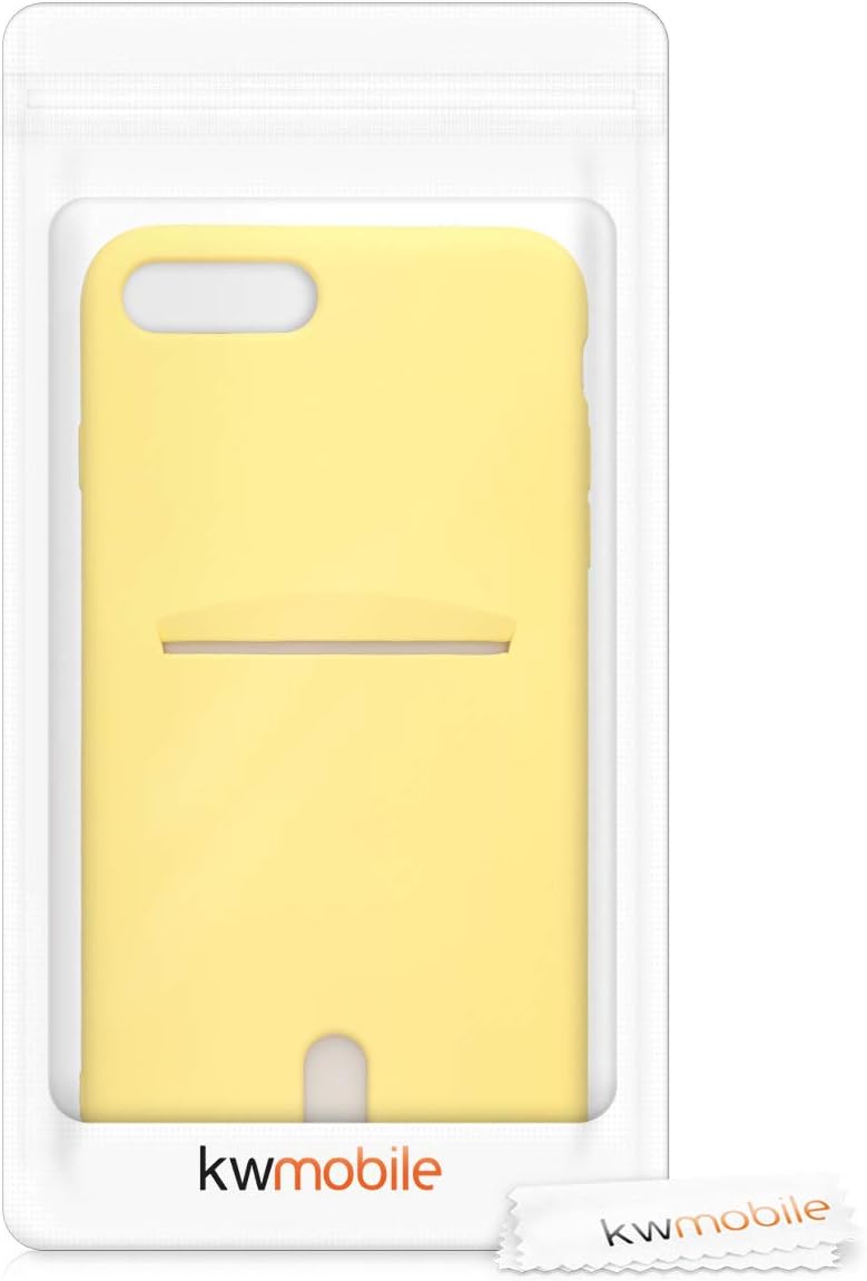 kwmobile Funda compatible con Apple iPhone 7 PlusiPhone 8 Plus – Funda de TPU suave con tarjetero y acabado de silicona – Amarillo