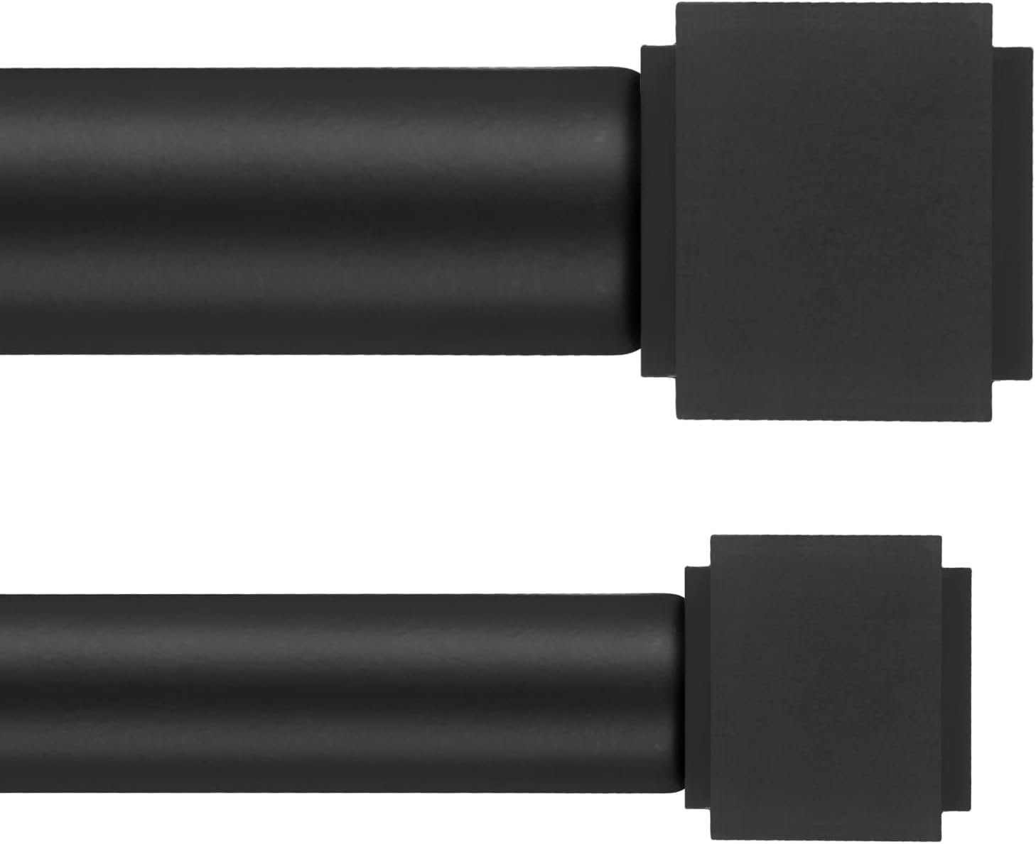 Barras de cortina dobles con remates cuadrados de aleación de aluminio de alta resistencia de 72-144 pulgadas, barra telescópica de 1 pulgada de