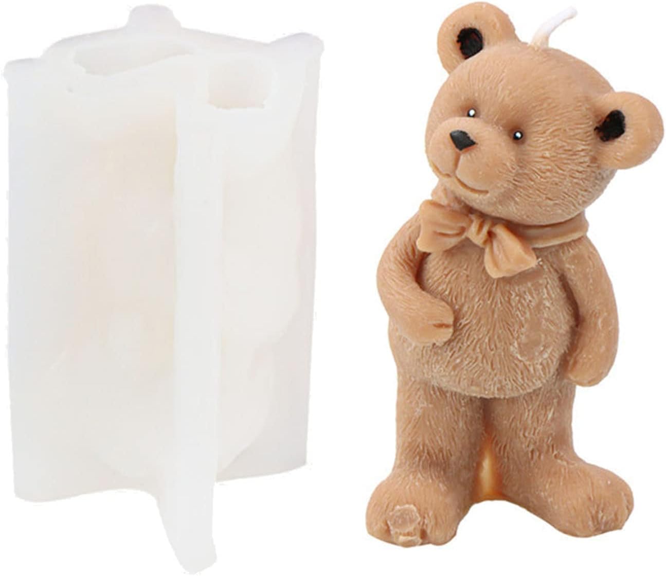 Molde de silicona para velas en forma de oso, molde para velas de bricolaje, molde de yeso, molde epoxi, kit de fabricación de velas, moldes de