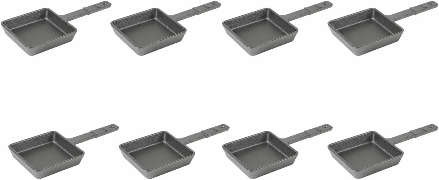 HOWOK – Juego de 8 sartenes para parrilla de raclette de forma cuadrada, sartenes para derretir queso para barbacoa, mini sartenes para queso,