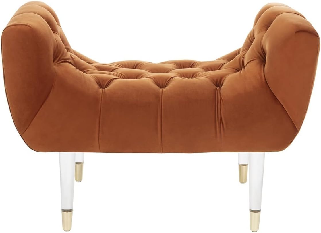 Safavieh Couture Home Eugenie Glam Sienna – Banco acrílico copetudo de terciopelo (22 pulgadas)
