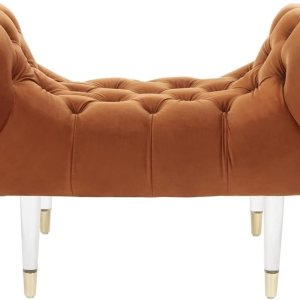 Safavieh Couture Home Eugenie Glam Sienna – Banco acrílico copetudo de terciopelo (22 pulgadas) Safavieh Couture Home Eugenie Glam Sienna – Banco acrílico copetudo de terciopelo (22 pulgadas)