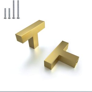 Paquete de 6 perillas cuadradas de latón cepillado para cajón, acero inoxidable, estilo T moderno, tirador de gabinete de cocina, cajón de cocina, Paquete de 6 perillas cuadradas de latón cepillado para cajón, acero inoxidable, estilo T moderno, tirador de gabinete de cocina, cajón de cocina,