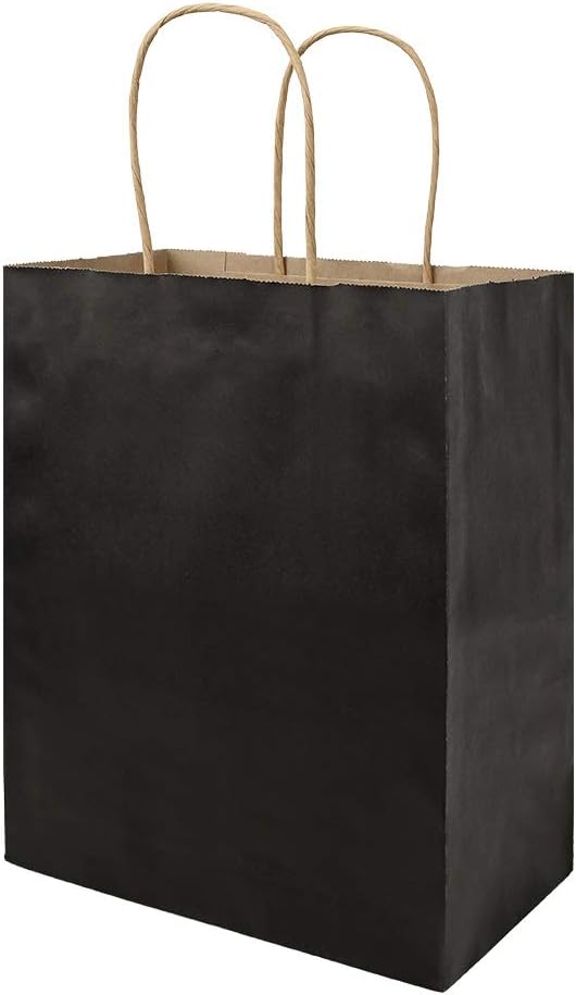 Bolsas de papel kraft de tamaño mediano de 7.9 x 4.3 x 10pulgadas con asas, a granel, bolsas de regalo Bagmad, para decorar a tu gusto, compras,