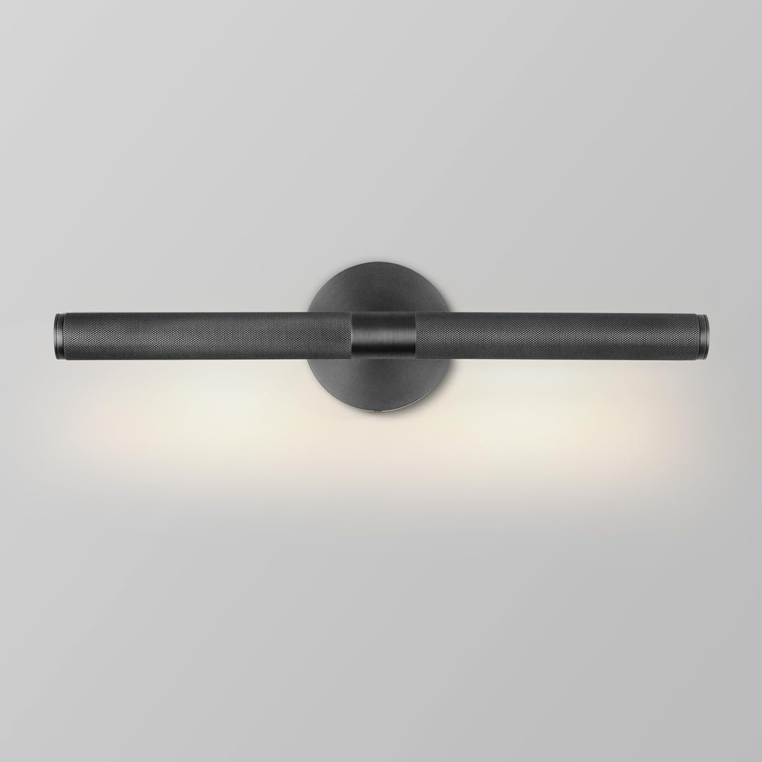 Apliques de pared negros para baño de 19 pulgadas, con textura moleteada, apliques de pared giratorios de cobre puro de 360, aplique de pared para