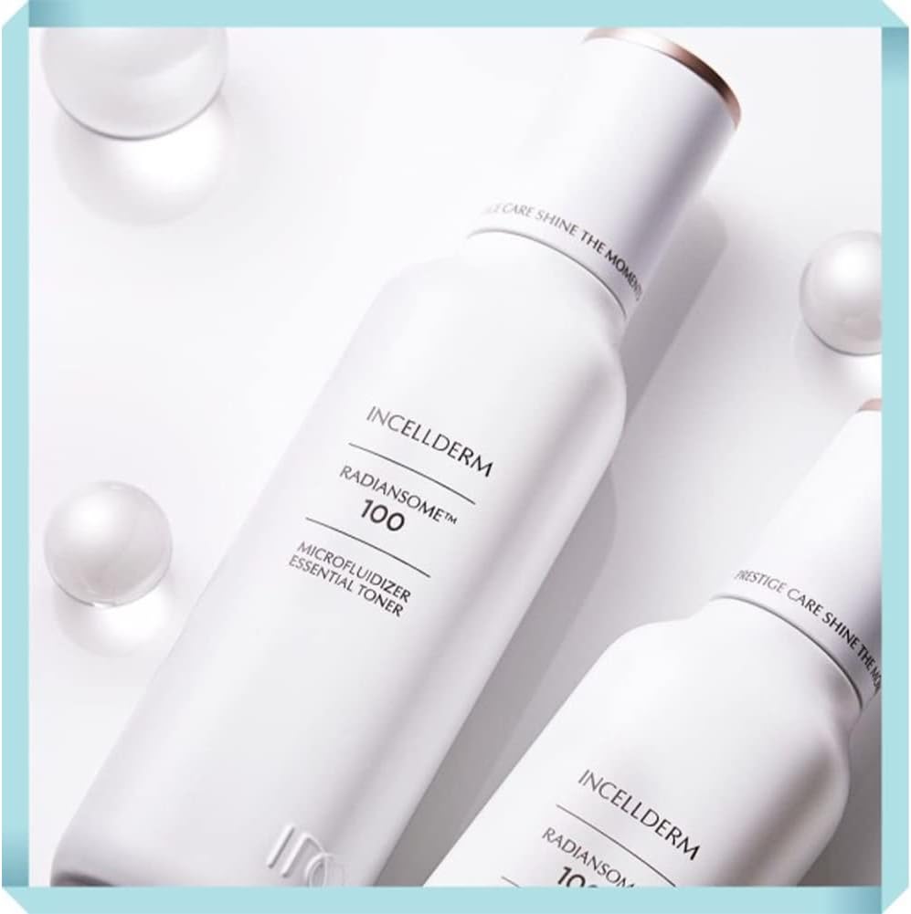 INCELLDERM Radiansome 100 tóner esencial microfluidizador, iluminador, mejora de arrugas, antienvejecimiento, tóner hidratante, 3.38 onzas líquidas.