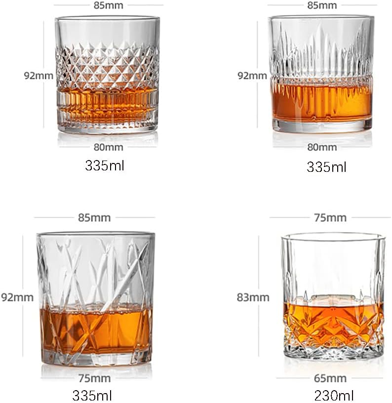 Decantador de vino y whisky de 7 piezas de cristal hecho a mano italiana con 6 vasos de licor, whisky escocés y bourbon para hombre