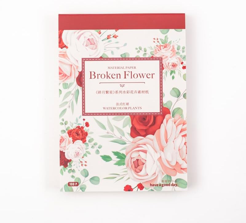 Kit de papel para álbumes de recortes, collage de flores rojas, diario, planificador, materiales, suministros de decoración de diario basura para