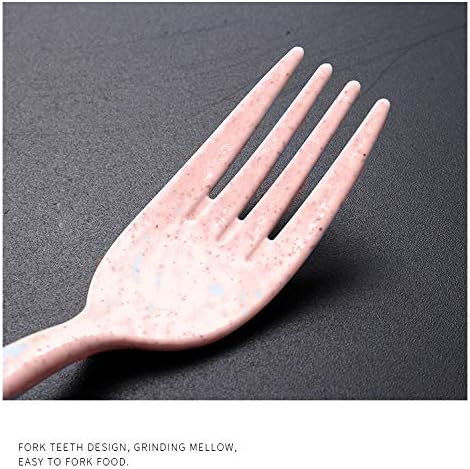 SUNNYHILL – Juego de 4 cubiertos de paja de trigo saludable y ecológico, utensilios portátiles biodegradables, palillos, tenedores, cuchillos,