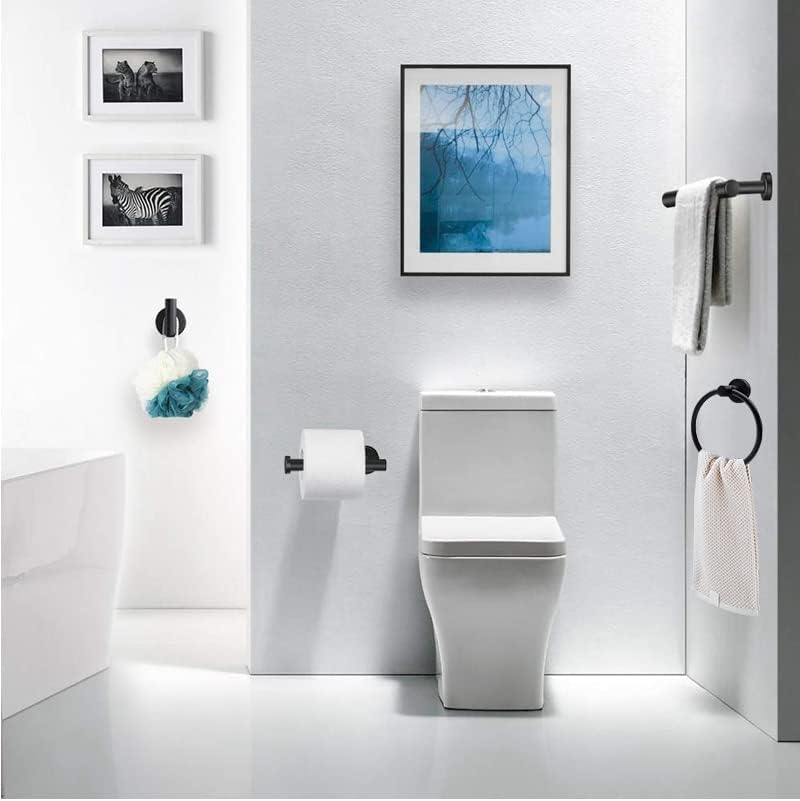 Juego de accesorios de baño de 10 piezas, barra de toalla individual retráctil de 27 pulgadas con soportes para papel higiénico, 3 ganchos