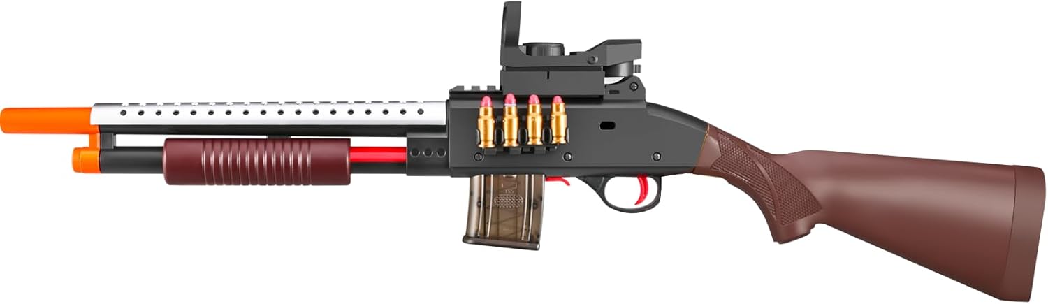 Escopeta de bombeo de juguete realista de barril de proyección, pistola de espuma blanda con aspecto de bala, rifle de francotirador real con