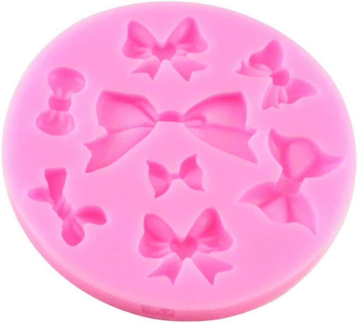 Molde de silicona para pajarita, 8 mini moldes de lazo, fondant, azúcar, manualidades, herramienta de decoración de tartas, rosa