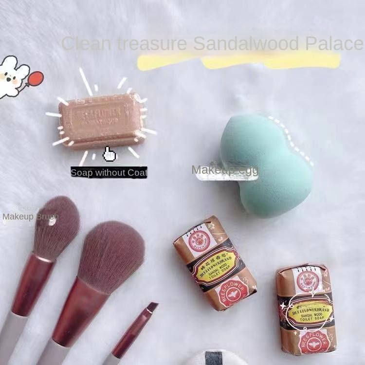 Jabón de sándalo de flor de abeja, mini caja de almacenamiento portátil de viaje, cepillo pequeño lavable, cepillo de maquillaje, limpieza facial,
