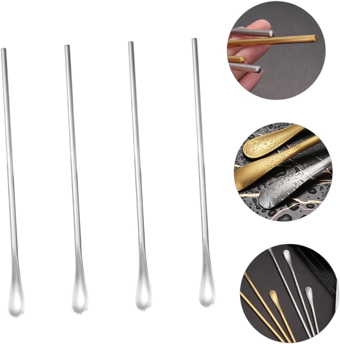 Cuchara de hielo de acero inoxidable, cucharas para remover miel, cucharas para mezclar café, cucharas para revolver bebidas, cucharas para revolver