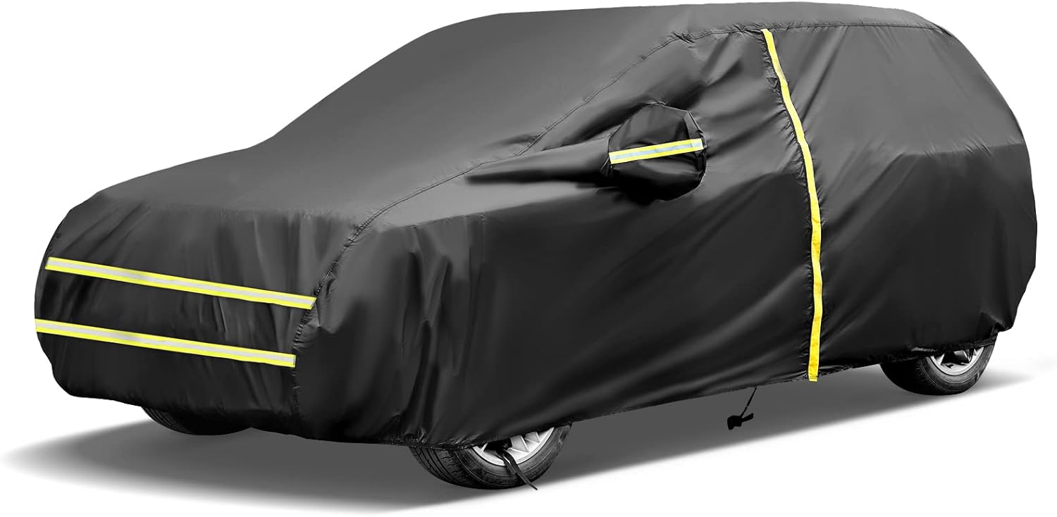 NEVERLAND Funda impermeable para automóvil SUV para todo tipo de clima con diseño de cremallera, protección UV, resistente al viento, a prueba de