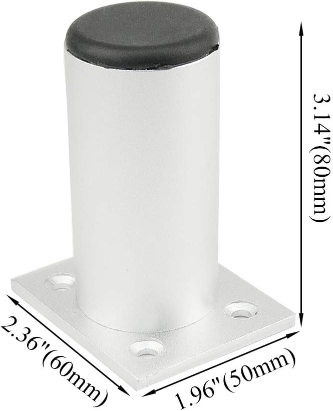8 patas de gabinete de 3.150 in, patas redondas ajustables de cocina, pies de nivelación de muebles resistentes, pies de aleación de aluminio para