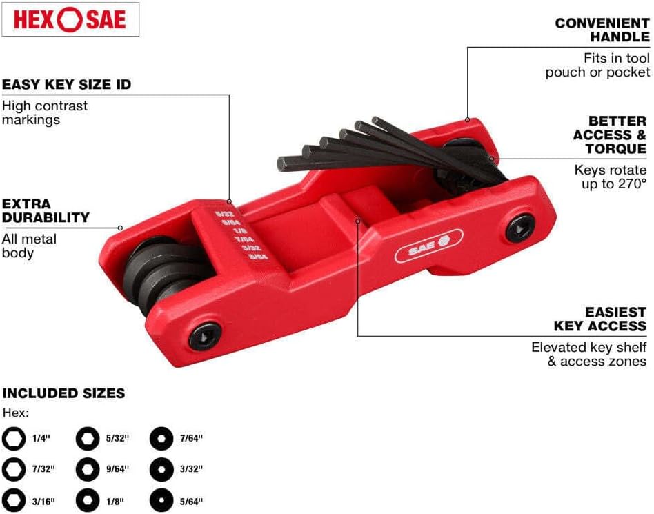 48-22-2183 para Milwaukee 17 Llave hexagonal plegable SAEsistemas métricos 270 – 2PC