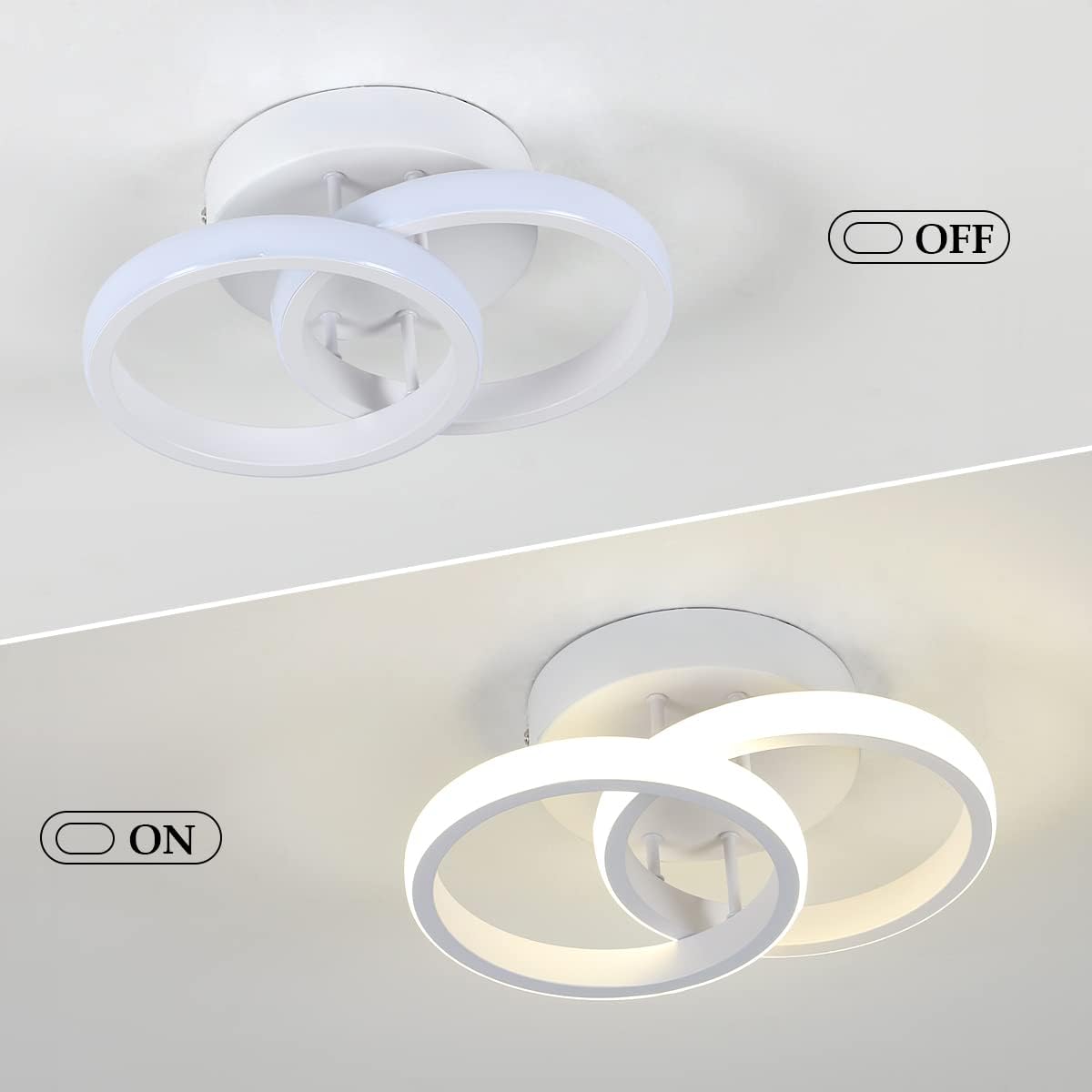 DELIPOP Lámpara de techo LED, luz neutra redonda de 4500 K, moderna lámpara de techo LED de acrílico cerca de luces de techo para pasillo, escalera,