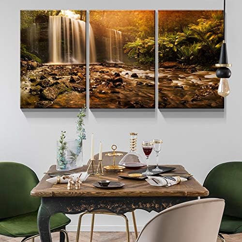 Looife Lienzo decorativo para pared para decoración del hogar, puesta de sol, pintura de pared, lienzo con cascada, imagen impresa en lienzo, 3