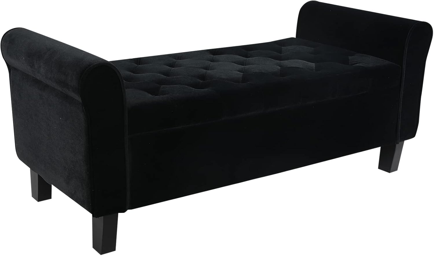 ECOMEX Banco de almacenamiento para el extremo de la cama, banco de terciopelo para dormitorio con almacenamiento, banco de ventana con brazo