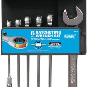 Channellock 38041 Juego de llaves de trinquete métricas en bastidor, 6 piezas, color plateado Channellock 38041 Juego de llaves de trinquete métricas en bastidor, 6 piezas, color plateado