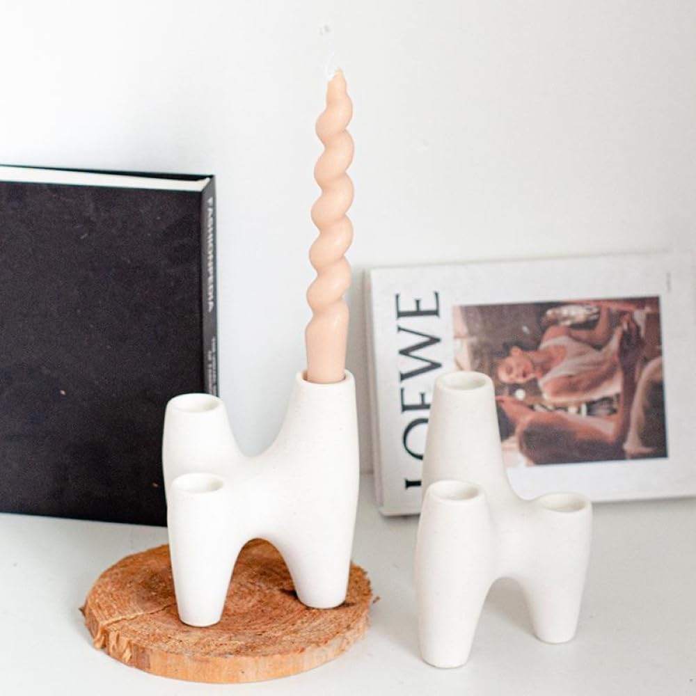 Candle Holders is Suitable for Modern Decoration of Dining Tables, Living Room Coffee Tables or Shelves,Boho Candlestick can accommodate Three 0.9