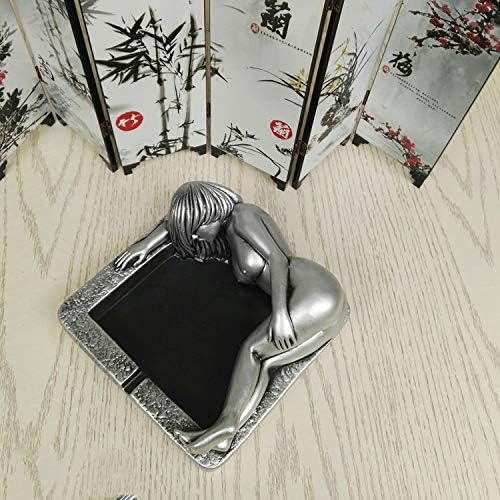 Ceniceros de figura de belleza para mujer, bandeja de ceniza de cigarro para el hogar, café, pabellón, restaurante, bar, decoración (plata)