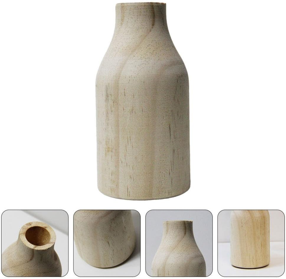 VOSAREA Florero de madera Florero de madera Arreglo de flores Pot Mesa de comedor Jarrón para planta seca