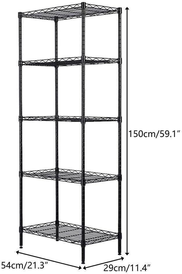 DUNBE Estante negro de 5 niveles de alambre ajustable estantería de metal estante garaje