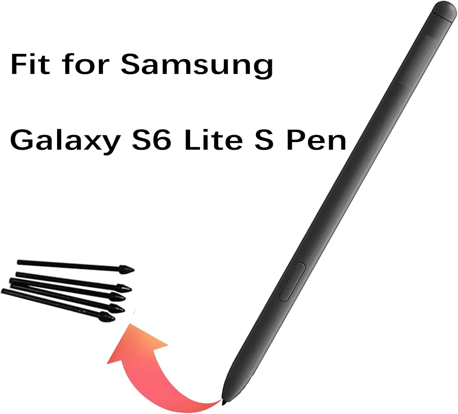 Paquete de 5 puntas de repuesto negras Tab S6 Lite para bolígrafo compatibles con Samsung Galaxy Tab S6 Lite, puntas de repuesto + 1 pinza