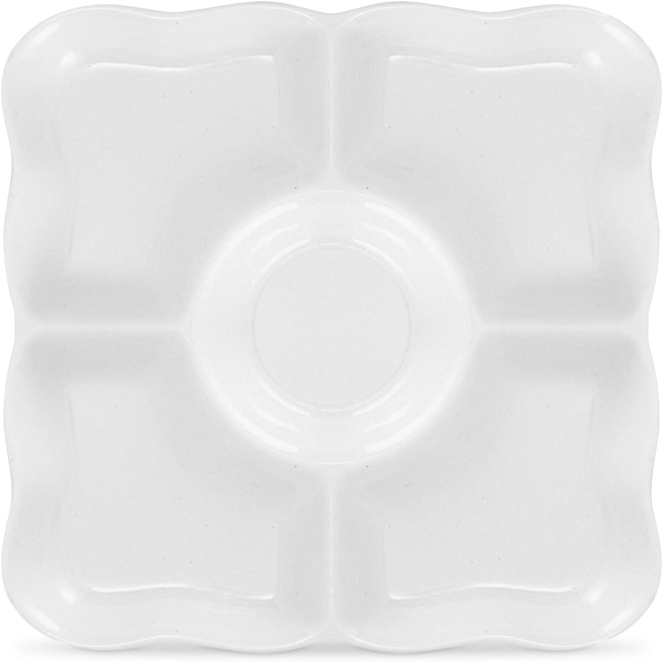 Juvale Juego de 2 bandejas de porcelana para servir aperitivos, platos divididos reutilizables de 5 compartimentos para tablas de charcutería,