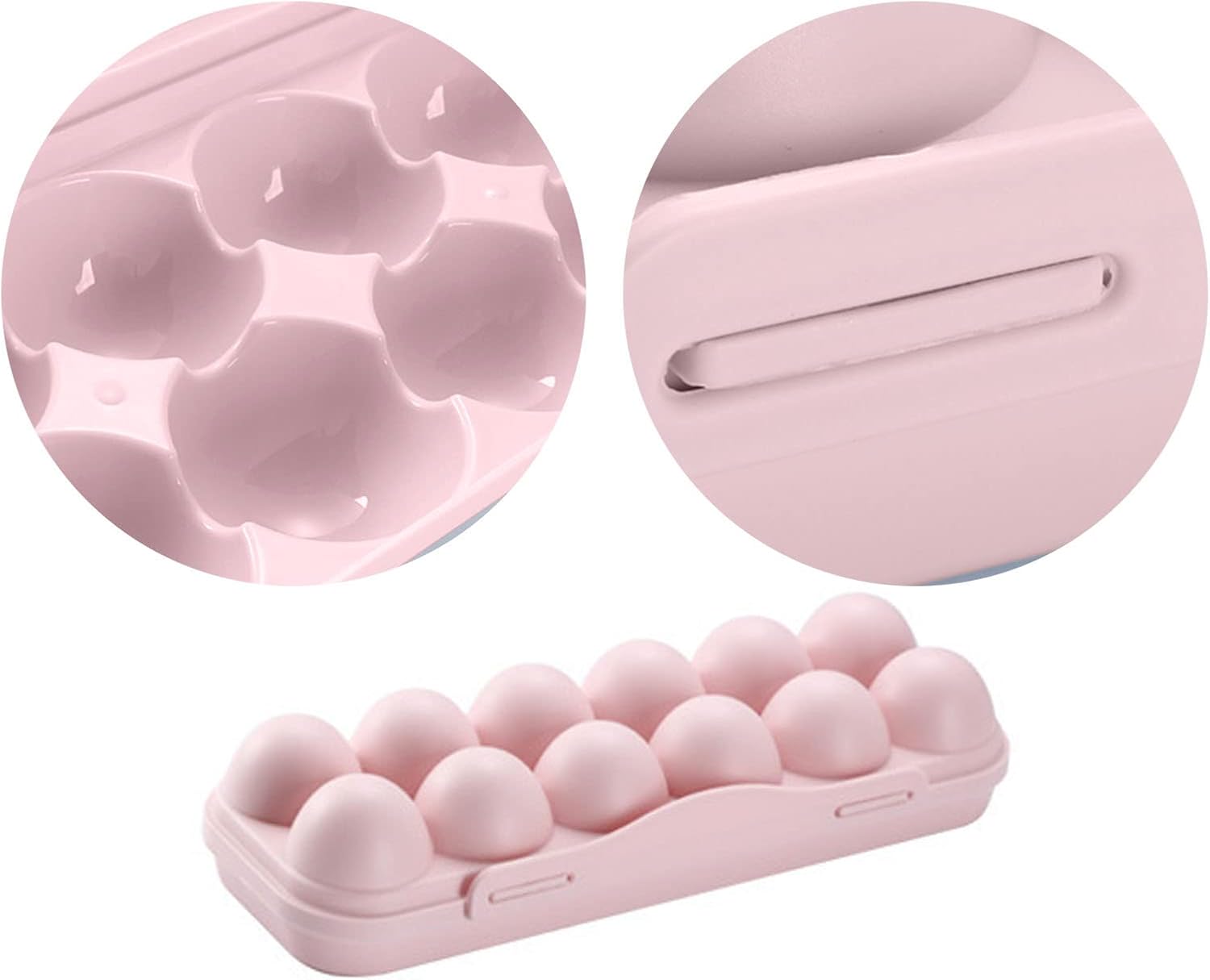 Contenedor de huevos para refrigerador con tapas, apilable, caja de huevos de gran capacidad, estuche de almacenamiento de huevos de plástico